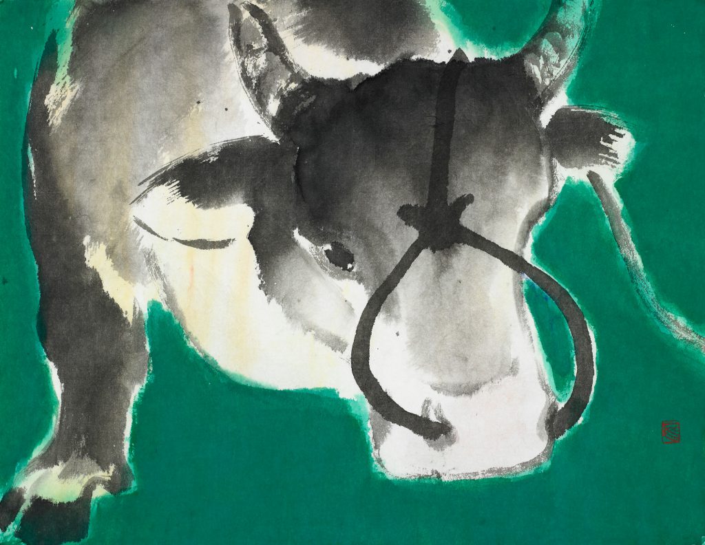 제 5 도 목우(牧牛) 소를 기르다 한지에 수묵채색 36×47